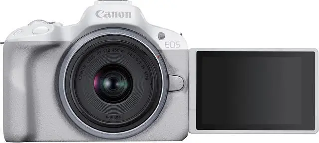 Alt view image 2 of 4 - Canon EOS R50 Mirrorless Camera with 18-45mm Lens (White) + 64GB Card + Bag + More