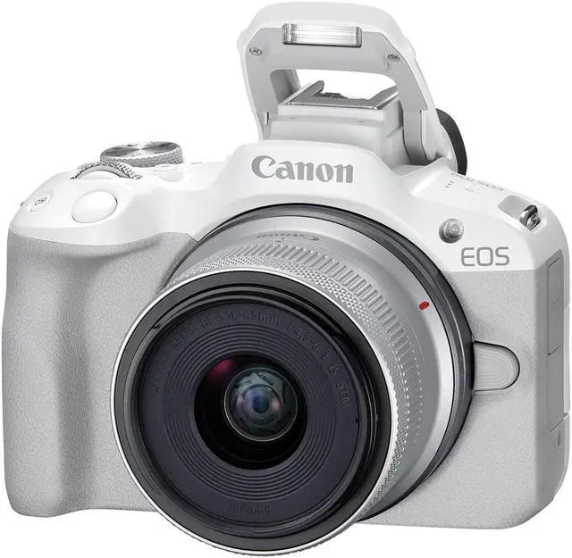 Alt view image 3 of 4 - Canon EOS R50 Mirrorless Camera with 18-45mm Lens (White) + 64GB Card + Bag + More