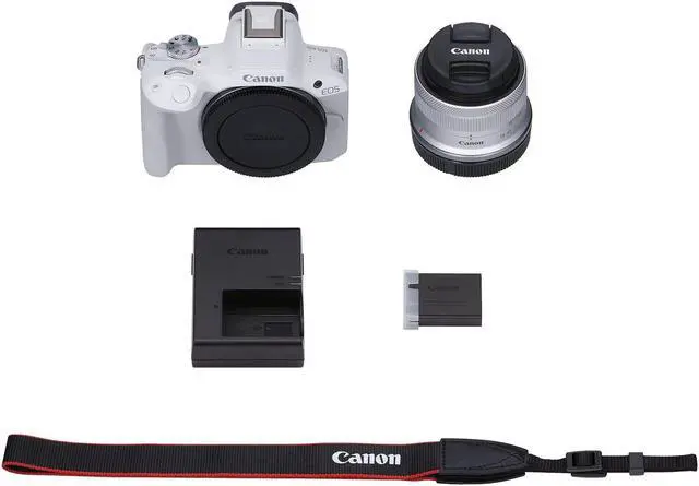 Alt view image 4 of 4 - Canon EOS R50 Mirrorless Camera with 18-45mm Lens (White) + 64GB Card + Bag + More