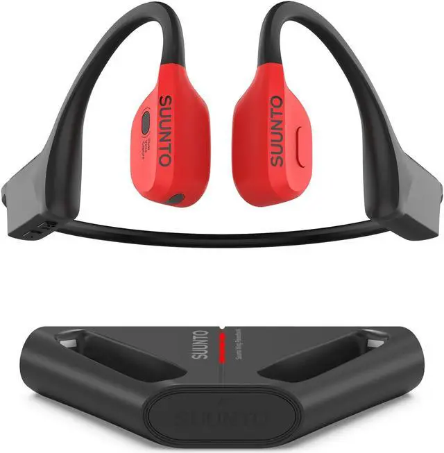 Main image of SUUNTO Wing Open-Ear Bone Conduction Headphone, Bluetooth Wireless Sport Headphone w/Head Movement Control, Built-in HD Mic, IP67 Sweatproof, Safety Lights, 10H Playtime & 20H w/Charging Stand, Red