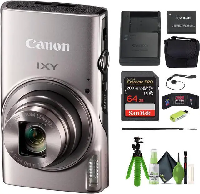 Main image of Canon Compact Digital Camera IXY 650 12x Optical Zoom IXY650 - Silver - Bundle
