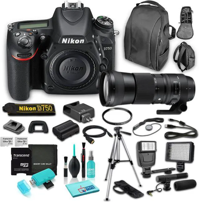Main image of Nikon D750 DSLR Camera (Body Only) + 150-600mm f/5-6.3 DG OS HSM Contemporary Lens for Nikon F Bundle