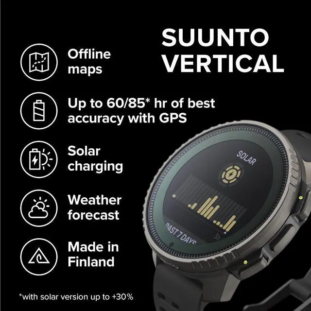 Alt view image 2 of 4 - SUUNTO Vertical: Adventure GPS Watch, Large Screen, Offline Maps, Solar Charging - Titanium/Black