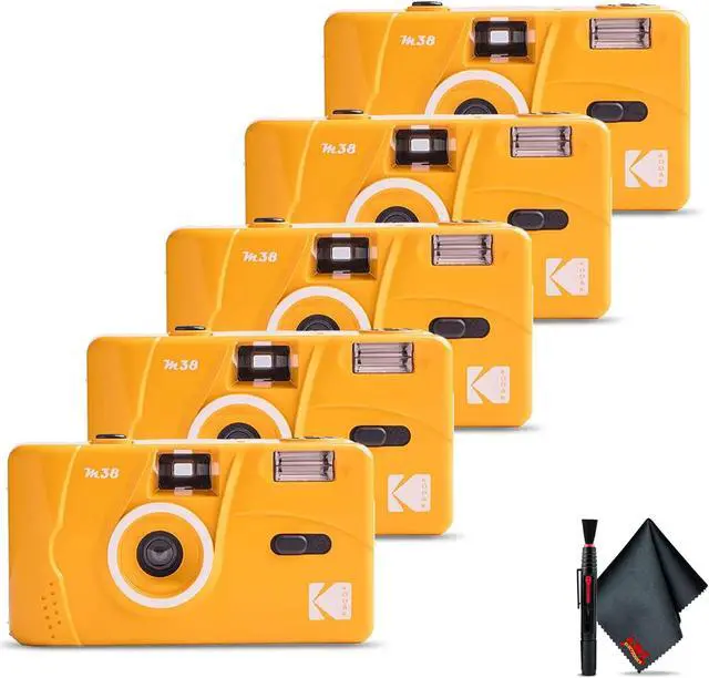 Main image of 5-Pack Kodak M38 35mm Film Camera -  (Yellow) with 6Ave Cleaning Kit