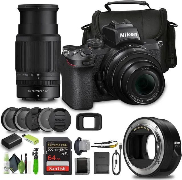 Main image of Nikon Z50 Compact Lightweight Mirrorless Camera with 16-50mm and 50-250mm Lenses (1632) Bundle