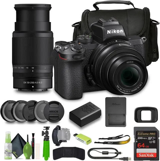 Main image of Nikon Z50 Compact Lightweight Mirrorless Camera with 16-50mm and 50-250mm Lenses (1632) Bundle