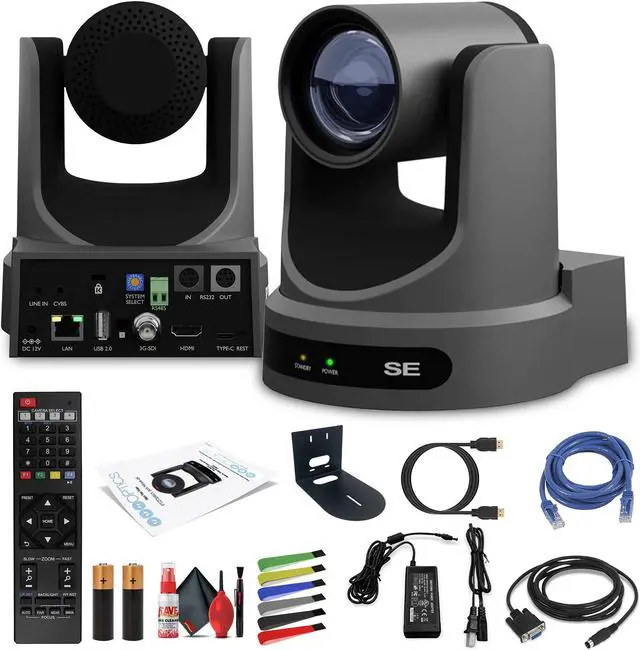 Main image of PTZOptics Move SE PTZ Camera with 20x Optical Zoom (Gray) (PT20X-SE-GY-G3) + Universal Wall Mount (Black)