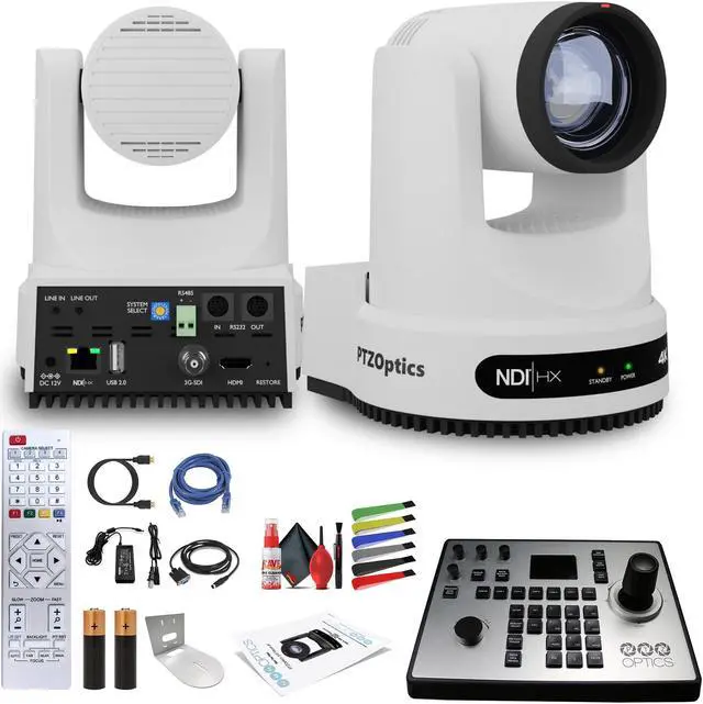 Main image of PTZOptics Move 4K PTZ Camera with 20x Zoom (White) (PT20X-4K-WH-G3) + PT-JOY-G4 Controller + Wall Mount