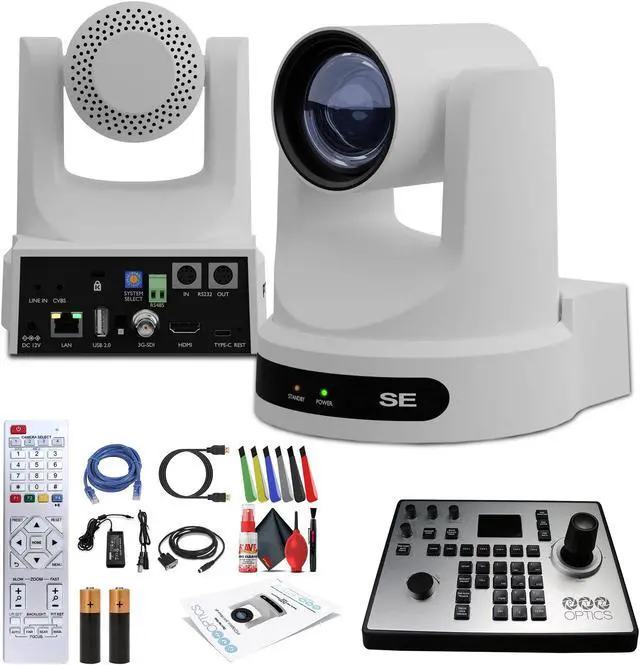 Main image of PTZOptics Move SE PTZ Camera with 30x Optical Zoom (White) (PT30X-SE-WH-G3) + PTZOptics PT-JOY-G4 Controller