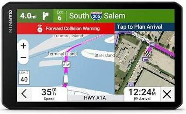 Main image of Garmin dzlCam OTR725 High-Res 7 GPS Truck Navigator with Built-in 1080P HD Dash Cam, Automatic Incident Recording, Custom Truck Routing, Satellite Imagery, Community-Shared Loading Docks