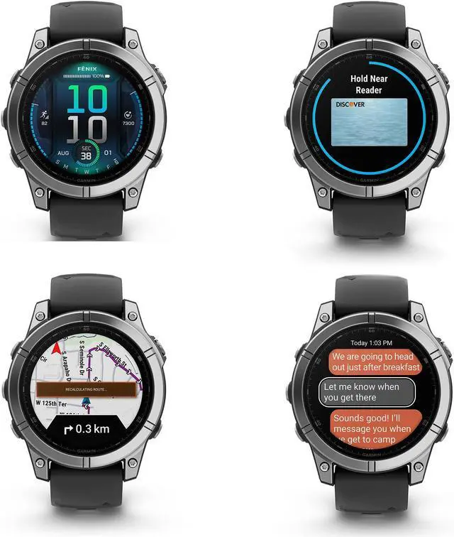 Alt view image 2 of 4 - fenix E  47 mm, AMOLED, Stainless Steel with Black Silicone Band
