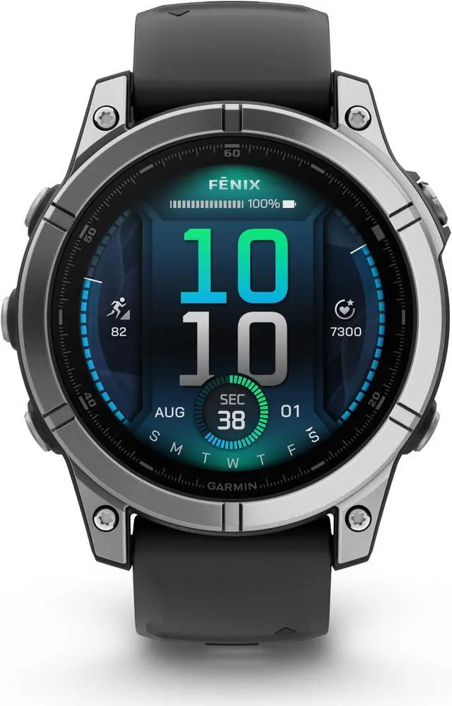 Alt view image 4 of 4 - fenix E  47 mm, AMOLED, Stainless Steel with Black Silicone Band