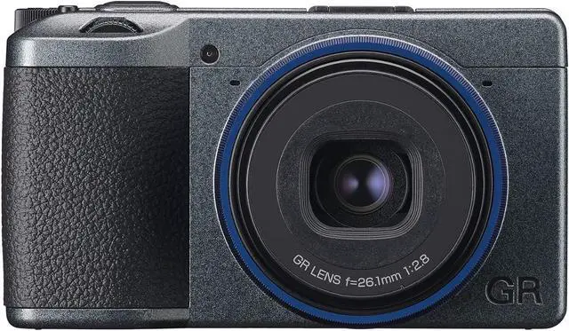 Alt view image 2 of 5 - Ricoh GR IIIx Urban Edition, Metallic Gray Body with Navy Blue Ring, Digital Compact Camera with 24MP APS-C Size CMOS Sensor, 40mmF2.8 GR Lens (in The 35mm Format)