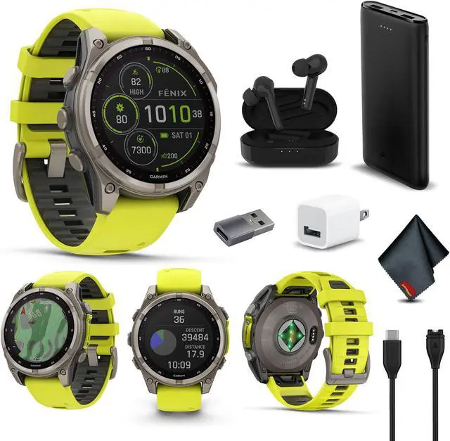 Main image of fenix 8  47 mm, Solar, Sapphire, Titanium with Amp Yellow/Graphite Silicone