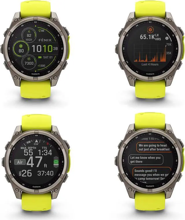 Alt view image 3 of 4 - fenix 8  47 mm, Solar, Sapphire, Titanium with Amp Yellow/Graphite Silicone