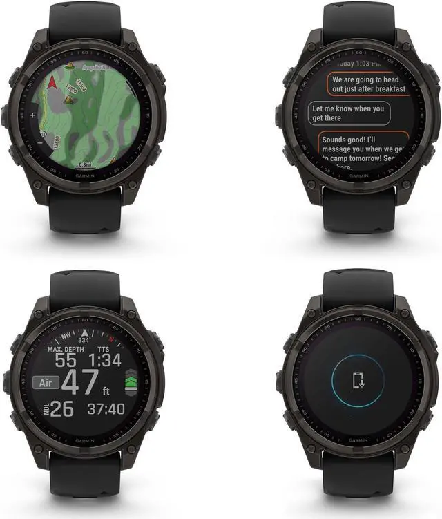 Alt view image 4 of 4 - fenix 8 47mm Solar Sapphire Carbon Gray DLC Titanium with Black Gray Silicone
