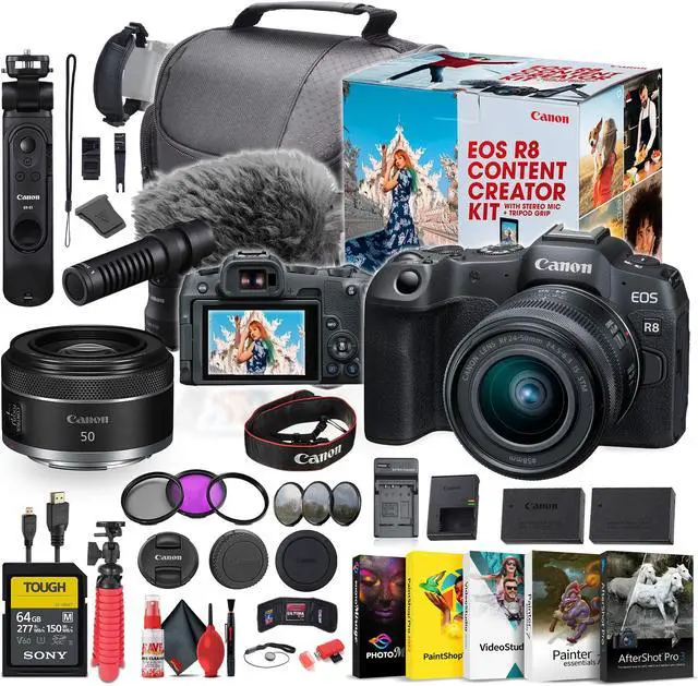 Main image of Canon EOS R8 Camera Content Creator Kit with RF 24-50mm f/4.5-6.3 IS STM Lens - Bundle