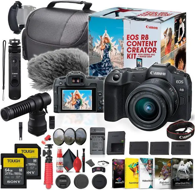 Main image of Canon EOS R8 Camera Content Creator Kit with RF 24-50mm f/4.5-6.3 IS STM Lens - Bundle