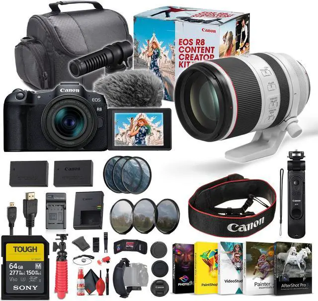 Main image of Canon EOS R8 Camera Content Creator Kit with RF 24-50mm f/4.5-6.3 IS STM Lens - Bundle