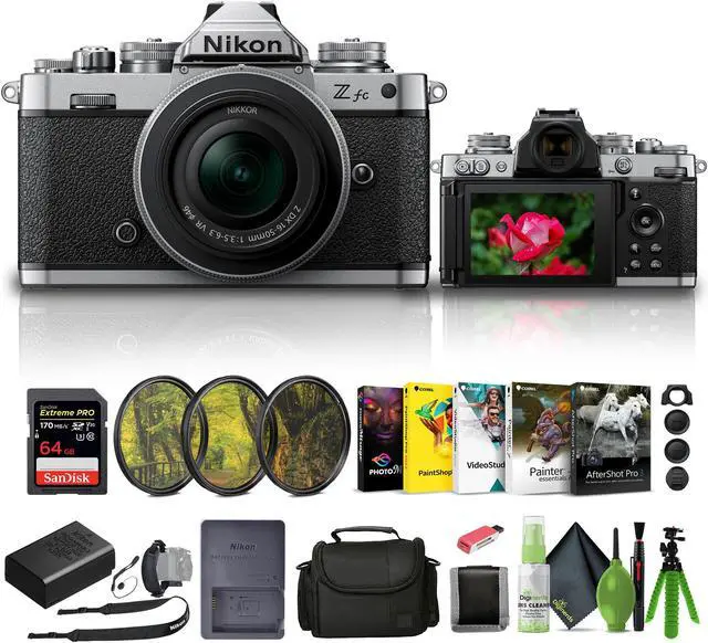 Main image of Nikon Zfc Mirrorless Camera with 16-50mm Lens Silver (1675) + 64GB Memory Card + More