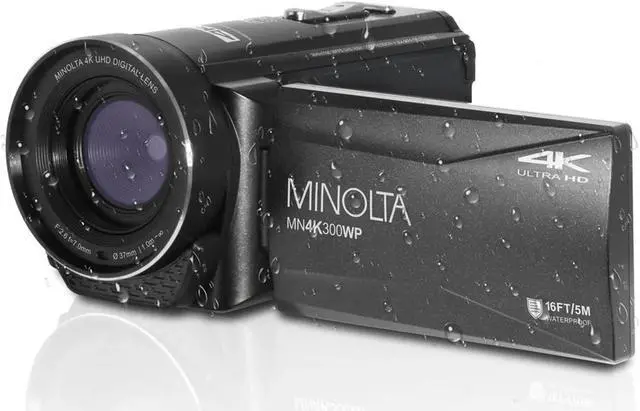 Alt view image 3 of 3 - Minolta MN4K300WP 4K Ultra HD / 56 MP Waterproof Camcorder - Black