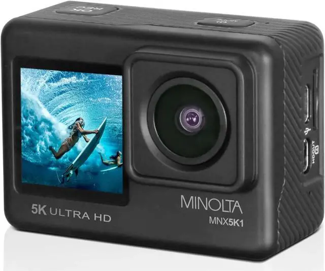 Alt view image 5 of 9 - Minolta MNX5K1 5K Ultra HD, 24 MP Action Camera Kit with Waterproof Case