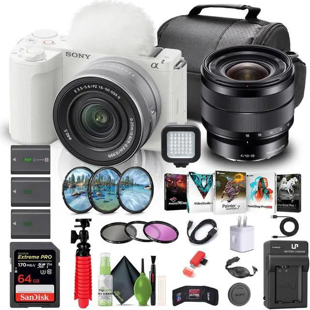 Main image of Sony Alpha ZV-E10 II Camera W/ 16-50mm Lens + Sony E 10-18mm Lens + 64GB + More