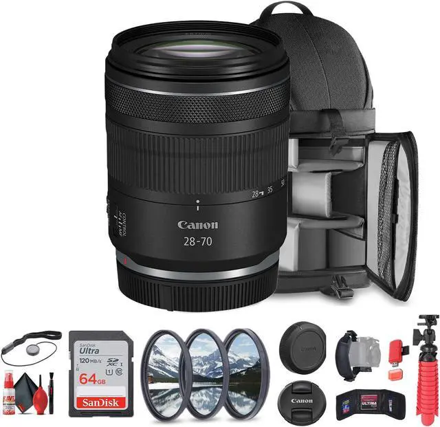 Main image of Canon RF 28-70mm f/2.8 IS STM Lens (Canon RF) + Sling Backpack + 64GB Memory Card + More