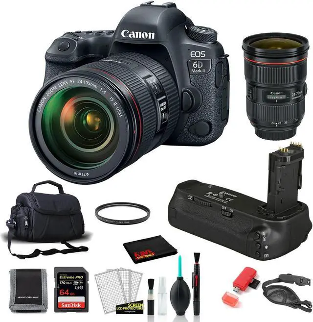 Alt view image 2 of 2 - Canon 6D Mark II Camera with 24-105mm Lens Kit with EF 24-70mm Lens + More