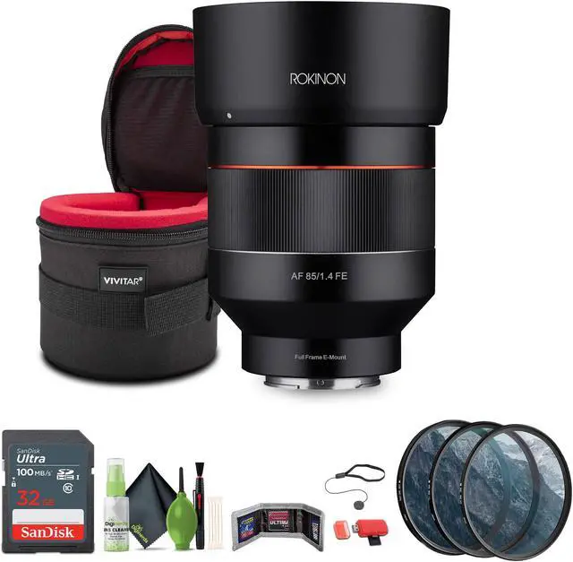 Main image of Rokinon AF 85mm f/1.4 Lens for Sony E + Bundle
