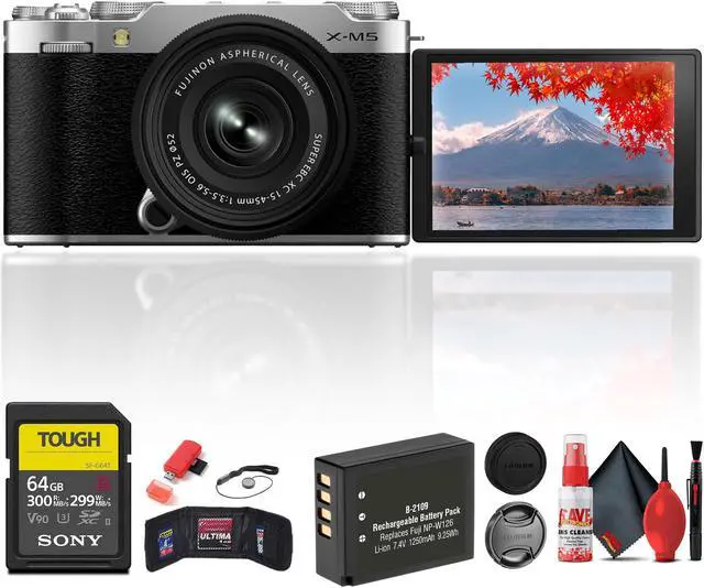 Main image of Fujifilm X-M5 Mirrorless Camera with XC 15-45mm f/3.5-5.6 Lens (Silver) Bundle