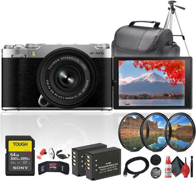Main image of Fujifilm X-M5 Mirrorless Camera with XC 15-45mm f/3.5-5.6 Lens (Silver) Bundle