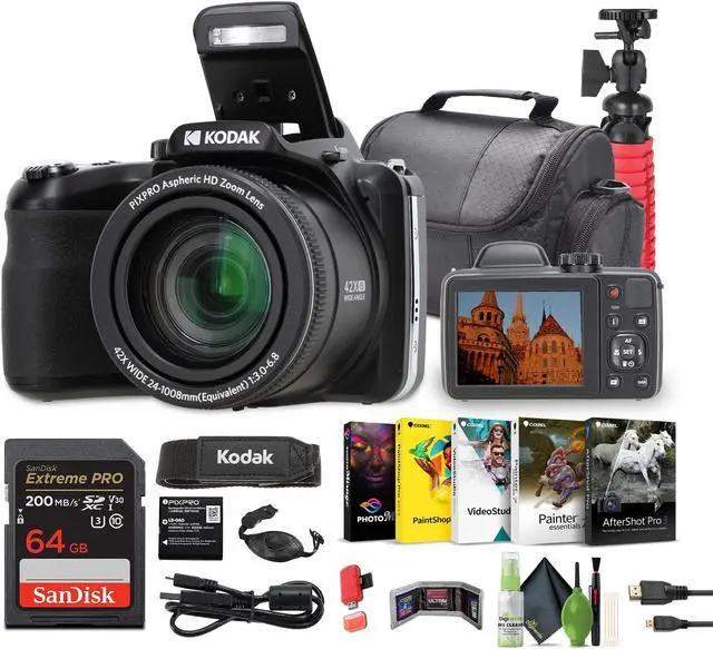 Main image of KODAK PIXPRO AZ425 20MP Digital Vlogging Camera +64GB Memory Card + More (Black)