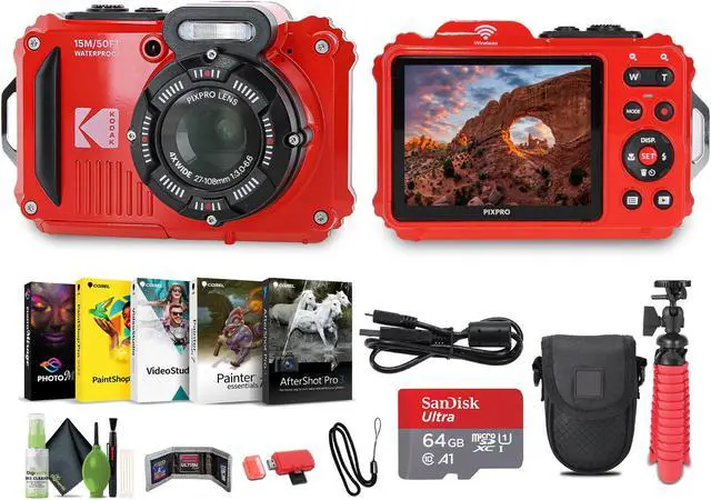 Main image of KODAK PIXPRO WPZ2 Rugged Waterproof Dustproof Digital Vlogging Camera (Red)