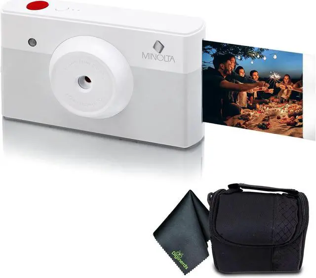 Main image of Minolta Instapix Print Camera with Printer (Gray), Camera Bag, Diginerds Microfiber Cleaning Cloth, Bundle