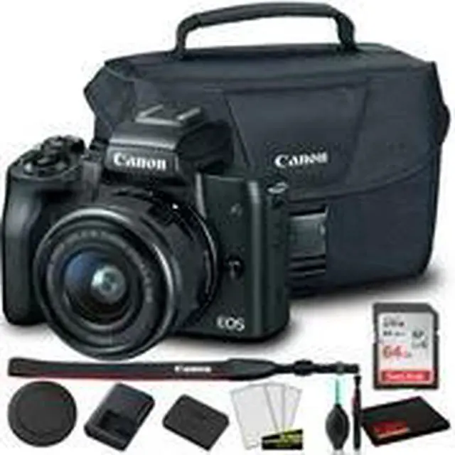 Alt view image 2 of 3 - Canon EOS M50 Mirrorless Digital Camera with 15-45mm Lens (Black) (2680C011) +  Canon EOS Bag +  Sandisk Ultra 64GB Card + Clean and Care Kit