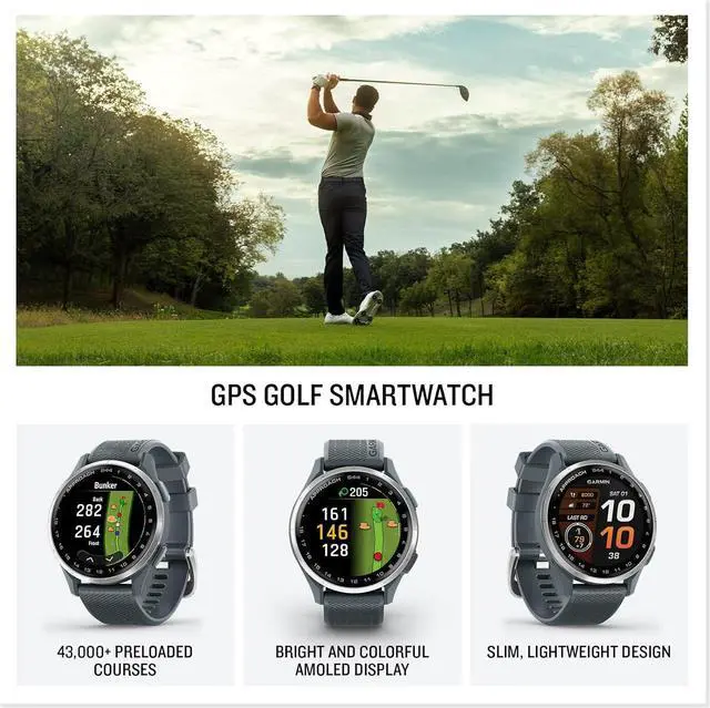 Alt view image 2 of 4 - Garmin Approach S44, Silver/Twilight Silicone GPS Golf Smart watch Bundle