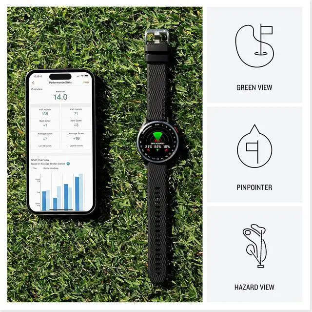 Alt view image 3 of 4 - Garmin Approach S44, Silver/Twilight Silicone GPS Golf Smart watch Bundle