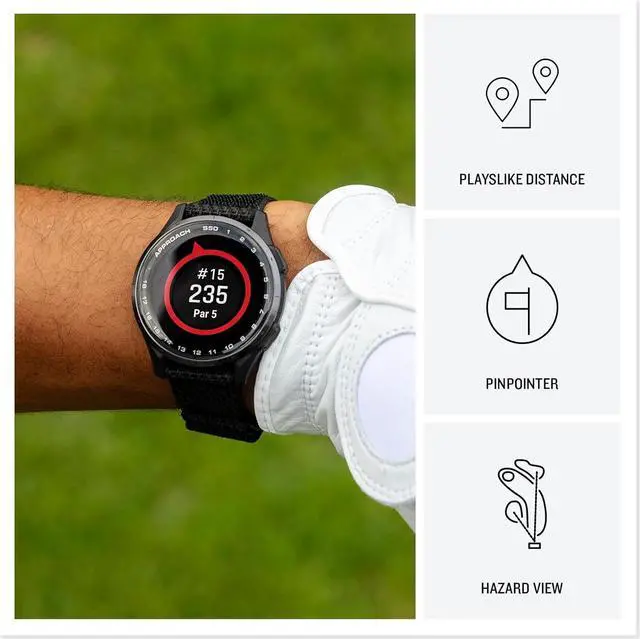 Alt view image 3 of 4 - Garmin Approach S50, Slate/Black Nylon GPS Golf Smart watch Bundle