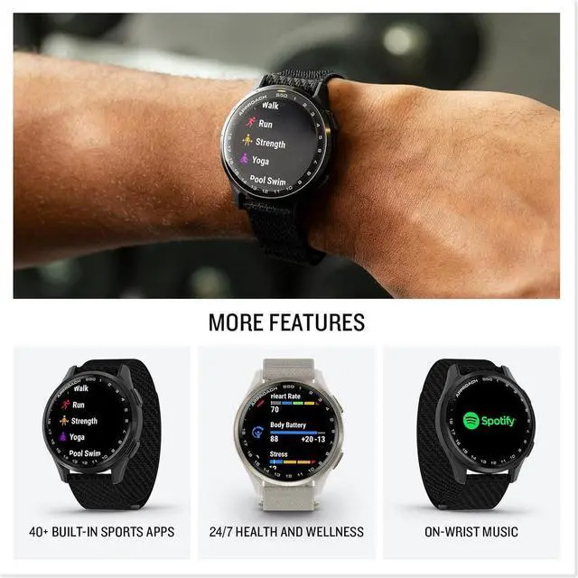 Alt view image 4 of 4 - Garmin Approach S50, Slate/Black Nylon GPS Golf Smart watch Bundle