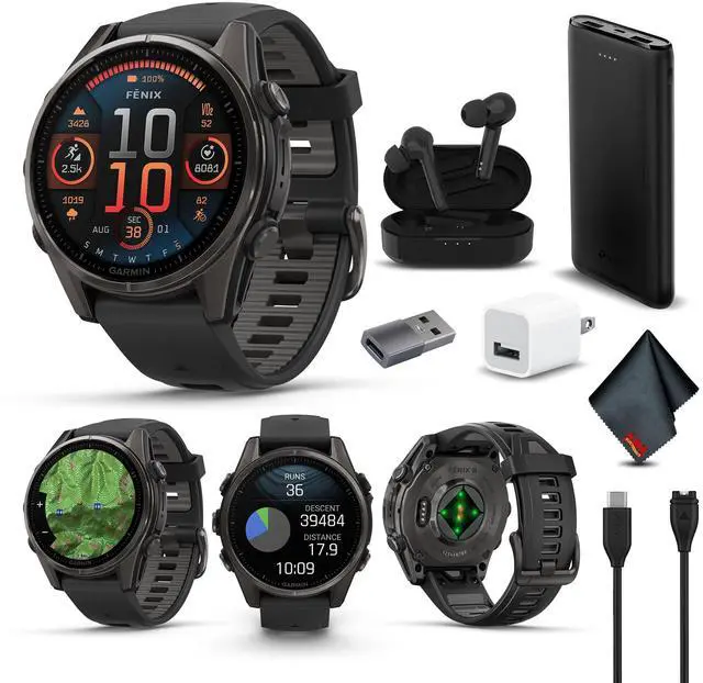 Main image of fenix 8 43mm AMOLED Sapphire Carbon Gray DLC Titanium with Black Gray Silicone