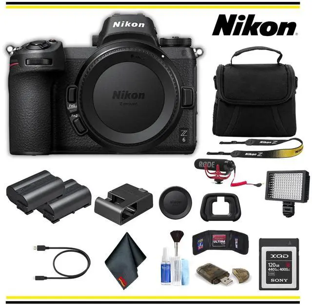 Alt view image 2 of 2 - Nikon Z6 Mirrorless Digital Camera Advanced Bundle W/ Bag, Extra Battery, LED Light, Mic, and More - (Intl Model)