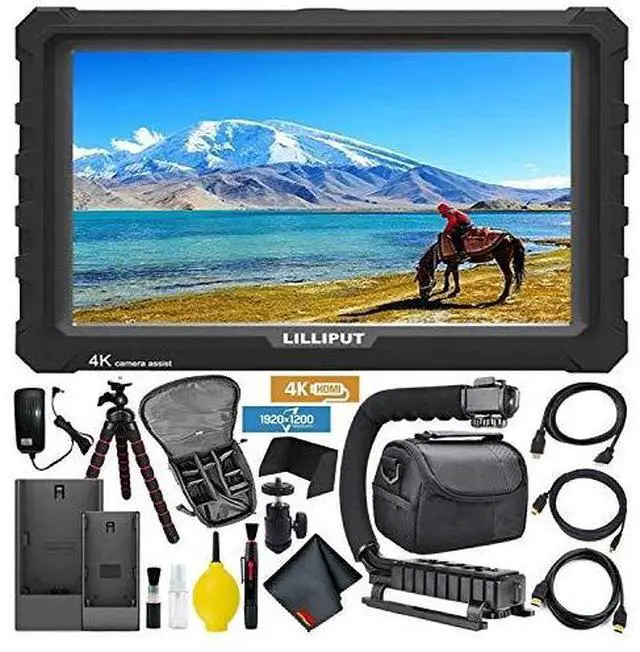 Main image of Lilliput A7S Full HD 7 Inch IPS Video Camera Field Monitor w/ 4K Support (Black Case) HDMI Ports Advanced Bundle w/ Stabilizing Handle, Tripod, HDMI Cables, Carrying Case, Backpack, and Cleaning Kit