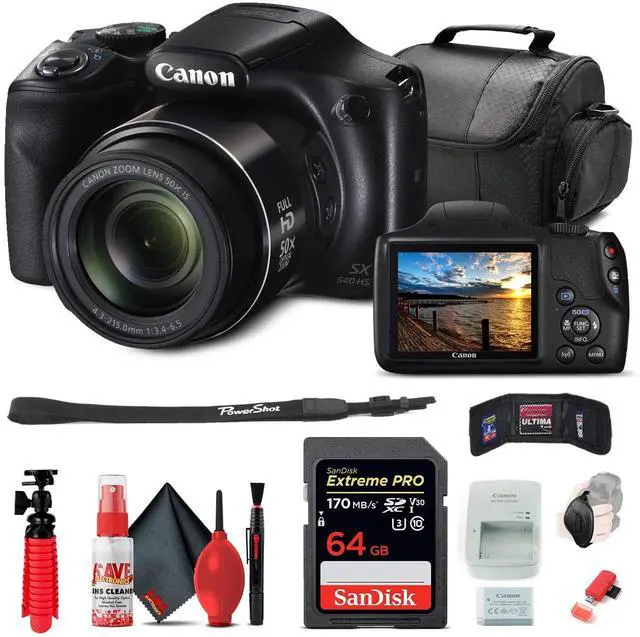 Alt view image 3 of 3 - Canon PowerShot SX540 HS Digital Camera (1067C001) + 64GB Card Base Bundle