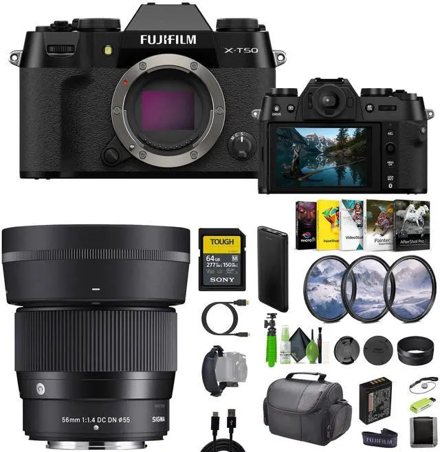Main image of Fujifilm X-T50 Mirrorless Digital Camera + Sigma 56mm Contemporary Lens + More