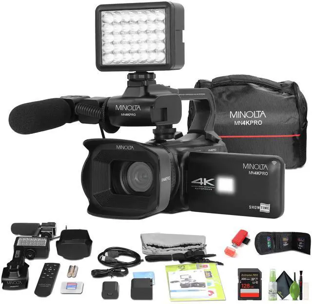 Main image of Minolta MN4KPRO UHD 4K60 Camcorder Kit, 128GB SDHC/SDXC UHS-I Card Memory Card