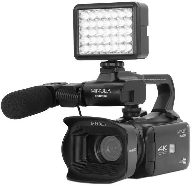 Alt view image 2 of 4 - Minolta MN4KPRO UHD 4K60 Camcorder Kit, 2x 64GB SDHC/SDXC UHS-I Card Memory Card