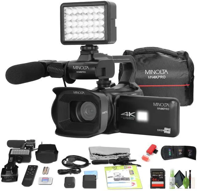 Main image of Minolta MN4KPRO UHD 4K60 Camcorder Kit, 64GB SDHC/SDXC UHS-I Card Memory Card