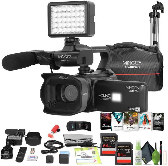 Main image of Minolta MN4KPRO UHD 4K60 Camcorder Kit, 2x 64GB SDHC/SDXC UHS-I Card Memory Card