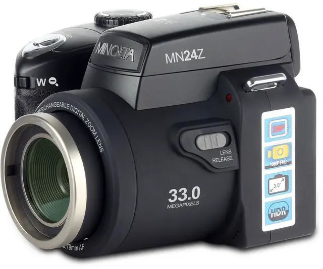 Alt view image 4 of 4 - Minolta MN24Z 33 MP Autofocus / 1080P FHD Camera w/ Lens Kit, 2x microSDHC